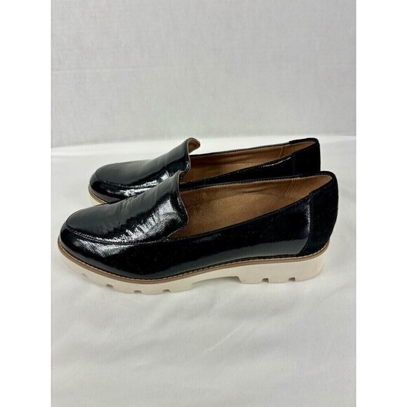 Vionic Kensley Loafers Black Patent Leather 8.5 Arch Support White Lug Sole - Picture 3 of 10